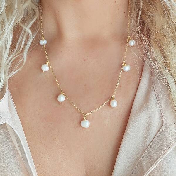 Vaoov 925 Ayar Gümüş İnci Kolye - 1