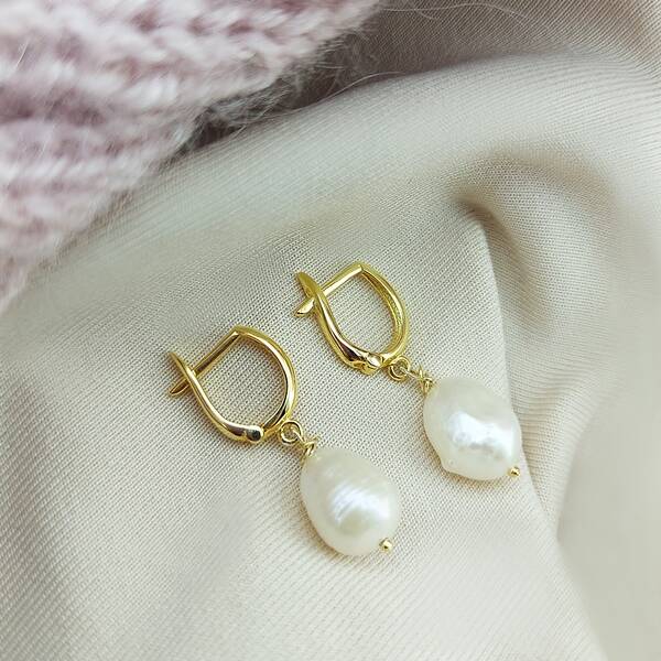 Vaoov 925 Ayar Gümüş İnci Küpe   - 3