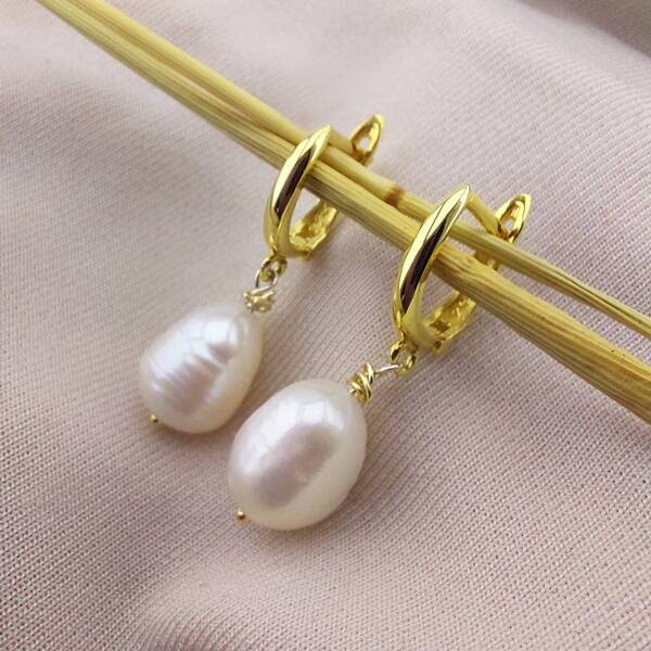 Vaoov 925 Ayar Gümüş İnci Küpe   - 4