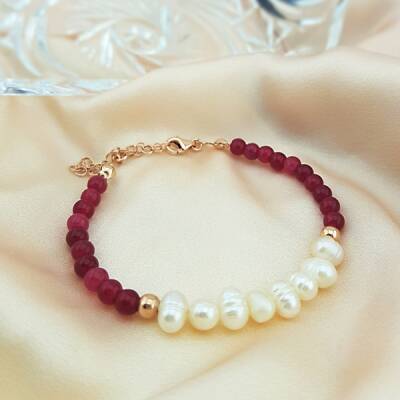 VAOOV 925 Ayar Gümüş İnci ve Kuvars Taşlı Bileklik - 2