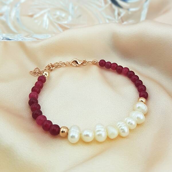 VAOOV 925 Ayar Gümüş İnci ve Kuvars Taşlı Bileklik - 2