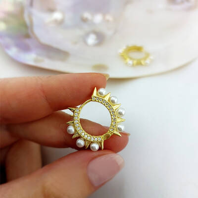 Vaoov 925 Ayar Gümüş İncili Halka Küpe - 4