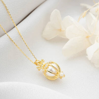 Vaoov 925 Ayar Gümüş İncili Kafes Kolye - 2