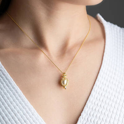 Vaoov 925 Ayar Gümüş İncili Kafes Kolye - 3