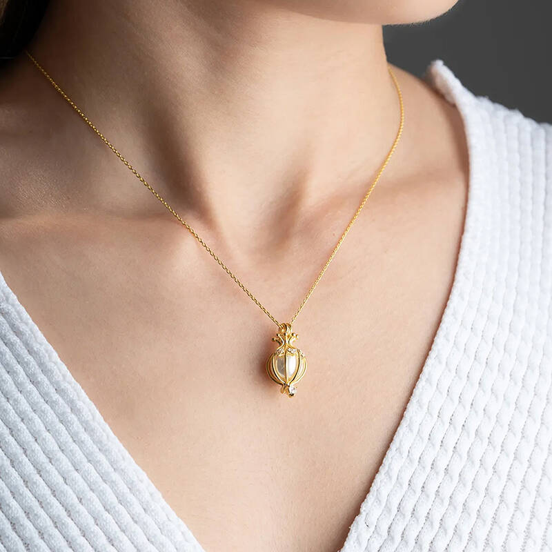 Vaoov 925 Ayar Gümüş İncili Kafes Kolye - 3