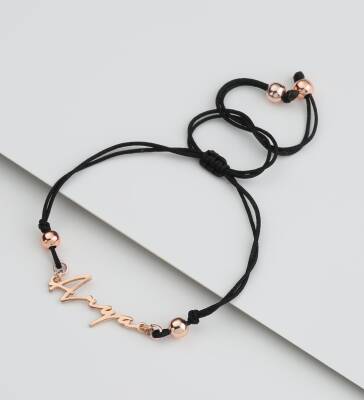 Vaoov 925 Ayar Gümüş İpli El Yazılı Kişiye Özel Bileklik - 1