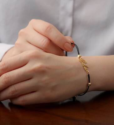 Vaoov 925 Ayar Gümüş İpli El Yazılı Kişiye Özel Bileklik - 2