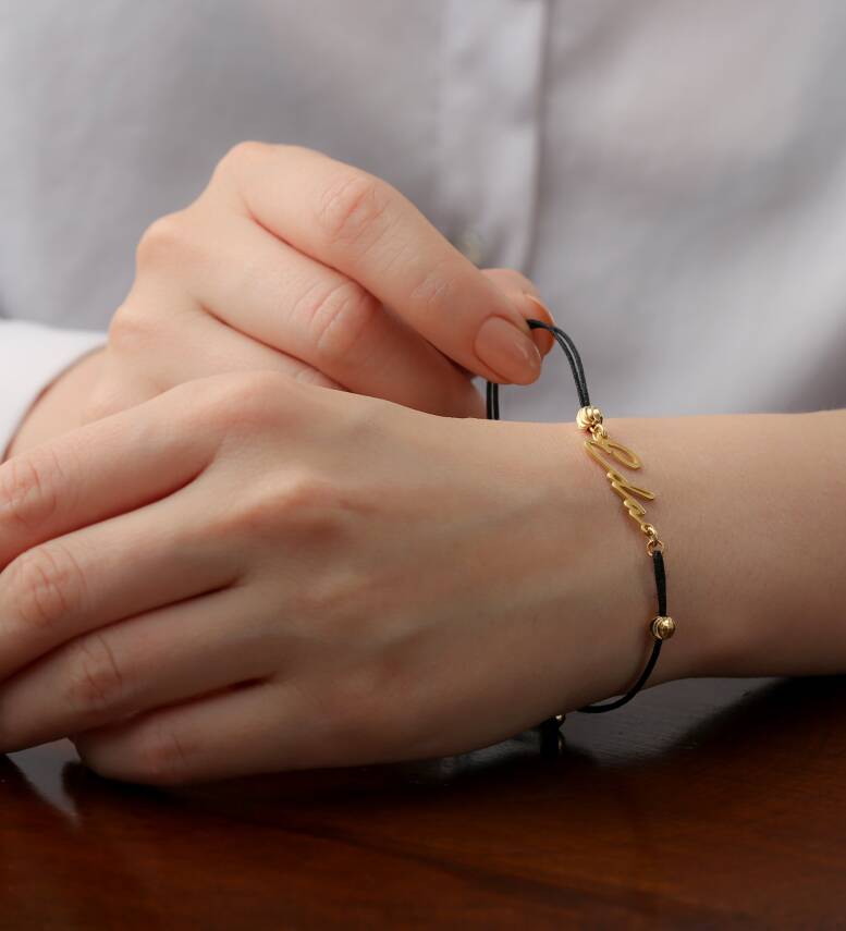 Vaoov 925 Ayar Gümüş İpli El Yazılı Kişiye Özel Bileklik - 2