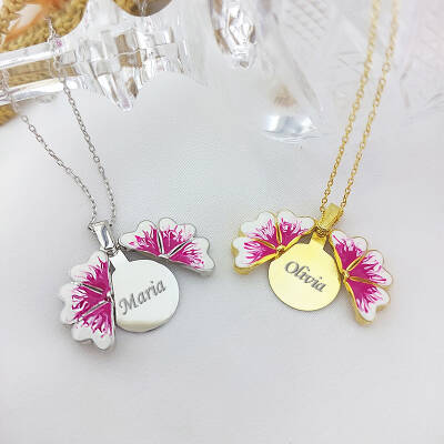 Vaoov 925 Ayar Gümüş İsimli Açılan Menekşe Kolye - 1