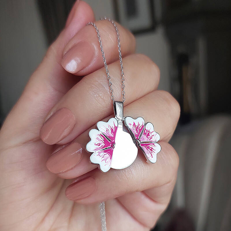 Vaoov 925 Ayar Gümüş İsimli Açılan Menekşe Kolye - 3