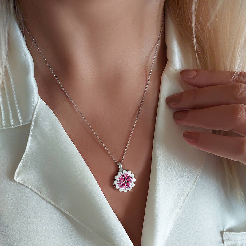 Vaoov 925 Ayar Gümüş İsimli Açılan Menekşe Kolye - 4