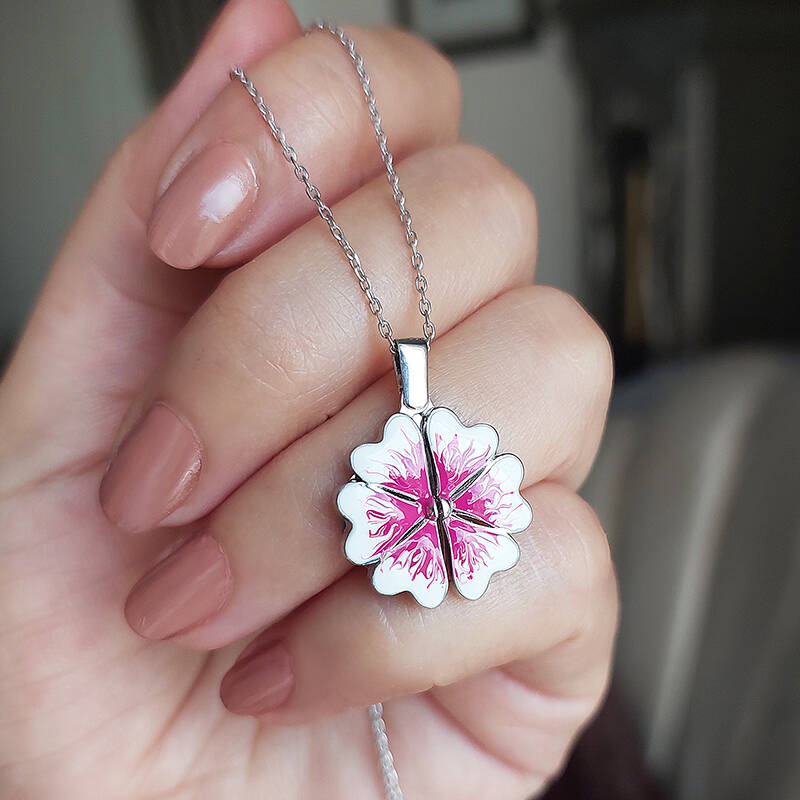 Vaoov 925 Ayar Gümüş İsimli Açılan Menekşe Kolye - 5