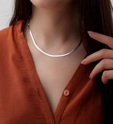 Vaoov 925 Ayar Gümüş İtalyan Yılan Zincir - 2