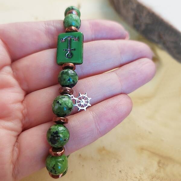 Vaoov 925 Ayar Gümüş Jade ve Hematit Taşlı Çapa Erkek Bileklik - 2