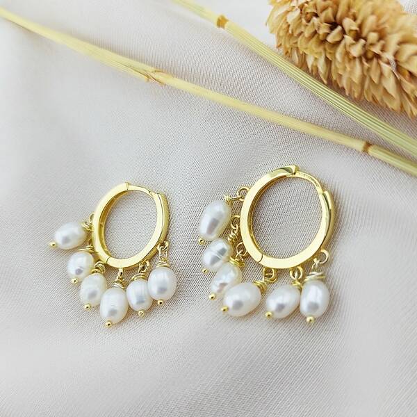 Vaoov 925 Ayar Gümüş Jessica İnci Küpe  - 2