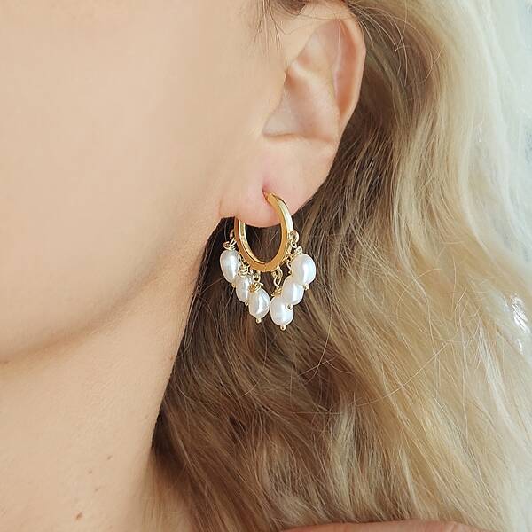 Vaoov 925 Ayar Gümüş Jessica İnci Küpe  - 3