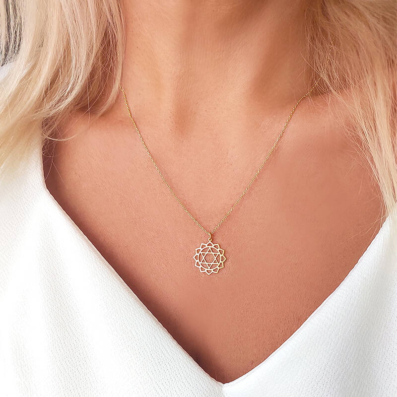 Vaoov 925 Ayar Gümüş Kalp Çakrası Kolye - 2