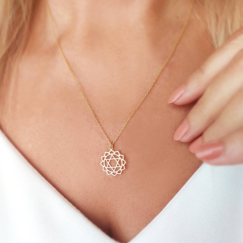 Vaoov 925 Ayar Gümüş Kalp Çakrası Kolye - 5