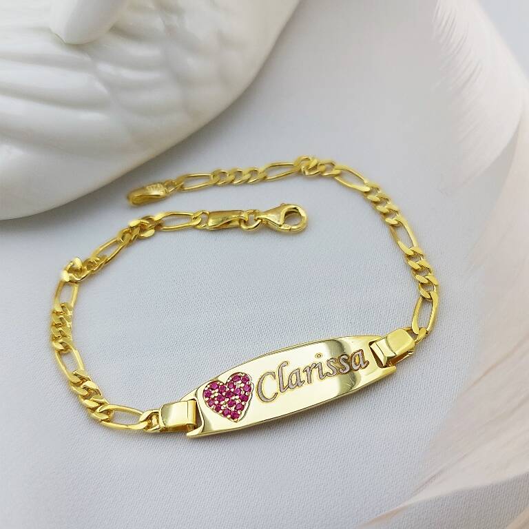 Vaoov 925 Ayar Gümüş Kalpli İsimli Çocuk Bileklik - 1