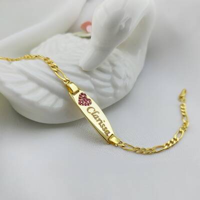 Vaoov 925 Ayar Gümüş Kalpli İsimli Çocuk Bileklik - 2