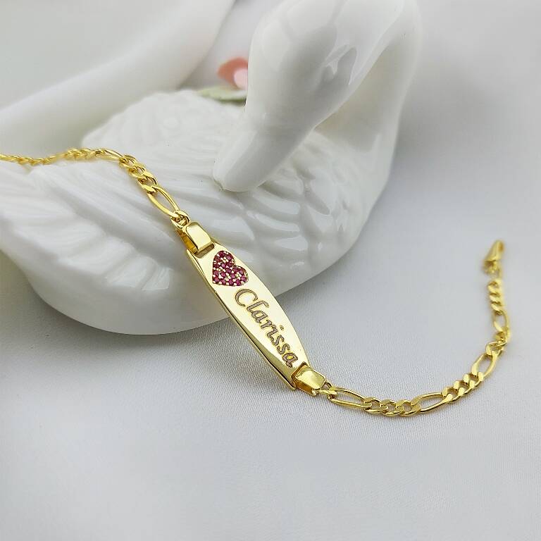 Vaoov 925 Ayar Gümüş Kalpli İsimli Çocuk Bileklik - 2