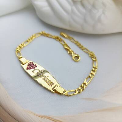 Vaoov 925 Ayar Gümüş Kalpli İsimli Çocuk Bileklik - 3