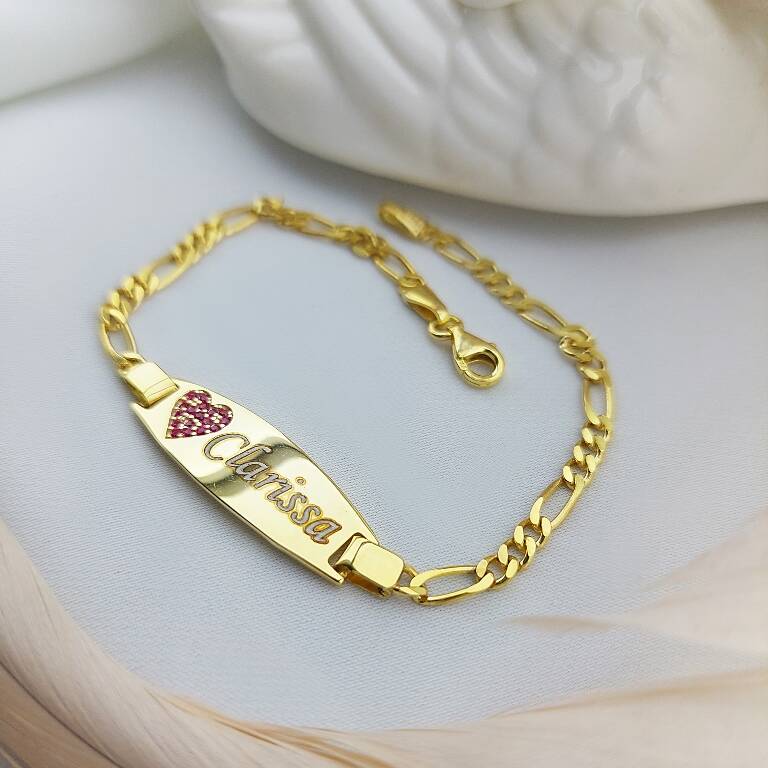 Vaoov 925 Ayar Gümüş Kalpli İsimli Çocuk Bileklik - 3