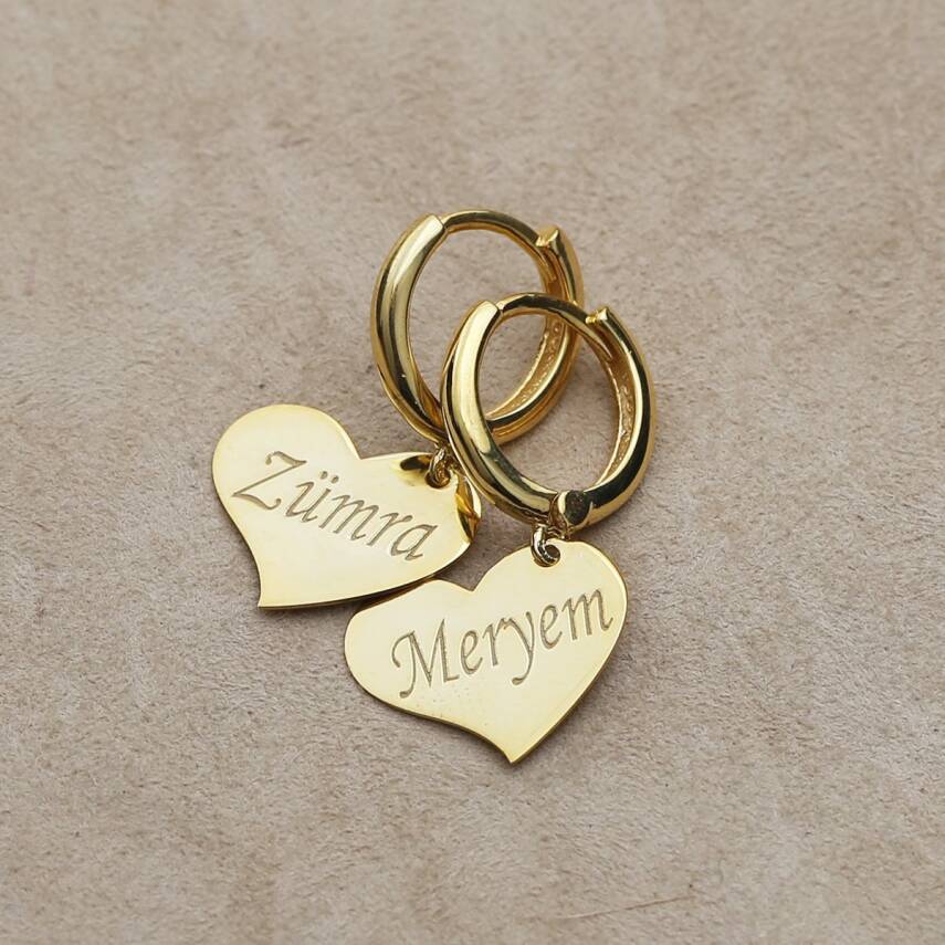 Vaoov 925 Ayar Gümüş Kalpli İsimli Küpe - 1