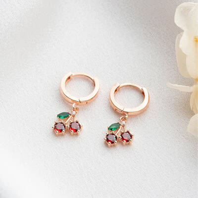 Vaoov 925 Ayar Gümüş Kiraz Küpe - 2