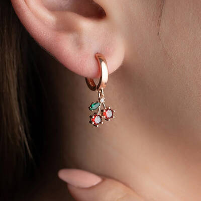 Vaoov 925 Ayar Gümüş Kiraz Küpe - 3