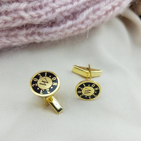 Vaoov 925 Ayar Gümüş Kişiye Özel Harfli Erkek Kol Düğmesi - 1