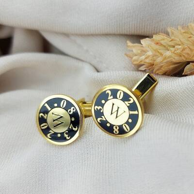 Vaoov 925 Ayar Gümüş Kişiye Özel Harfli Erkek Kol Düğmesi - 2