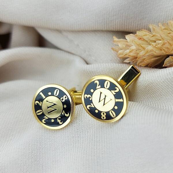 Vaoov 925 Ayar Gümüş Kişiye Özel Harfli Erkek Kol Düğmesi - 2