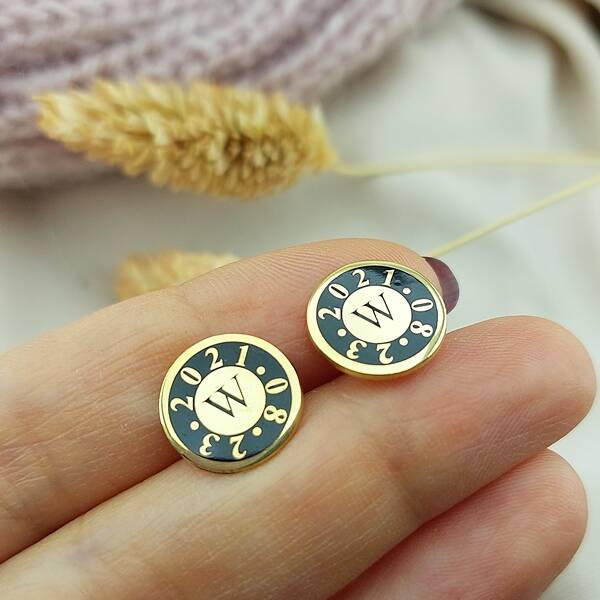 Vaoov 925 Ayar Gümüş Kişiye Özel Harfli Erkek Kol Düğmesi - 4