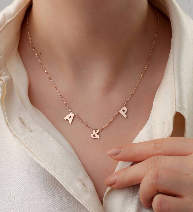 Vaoov 925 Ayar Gümüş Kişiye Özel Harfli Kolye - 1