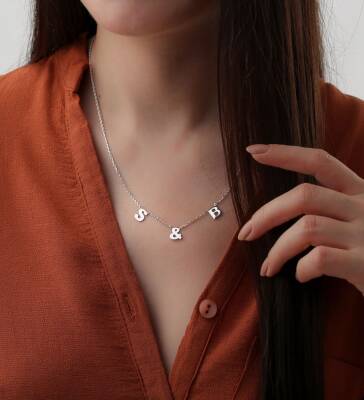 Vaoov 925 Ayar Gümüş Kişiye Özel Harfli Kolye - 2