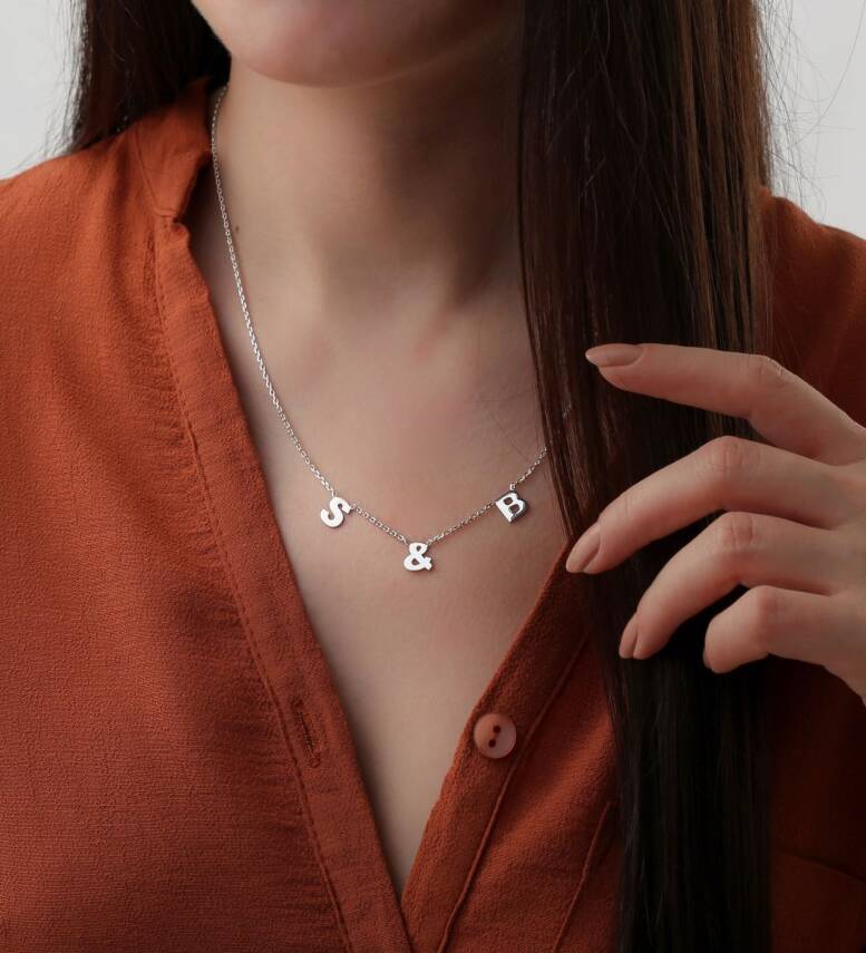 Vaoov 925 Ayar Gümüş Kişiye Özel Harfli Kolye - 2