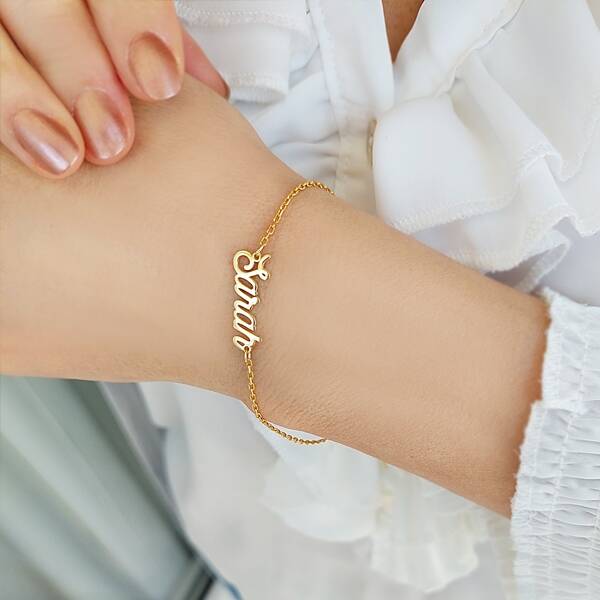 Vaoov 925 Ayar Gümüş Kişiye Özel İsim Bileklik - 1