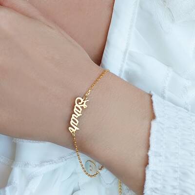 Vaoov 925 Ayar Gümüş Kişiye Özel İsim Bileklik - 5