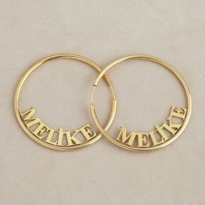 Vaoov 925 Ayar Gümüş Kişiye Özel İsimli Halka Küpe - 2