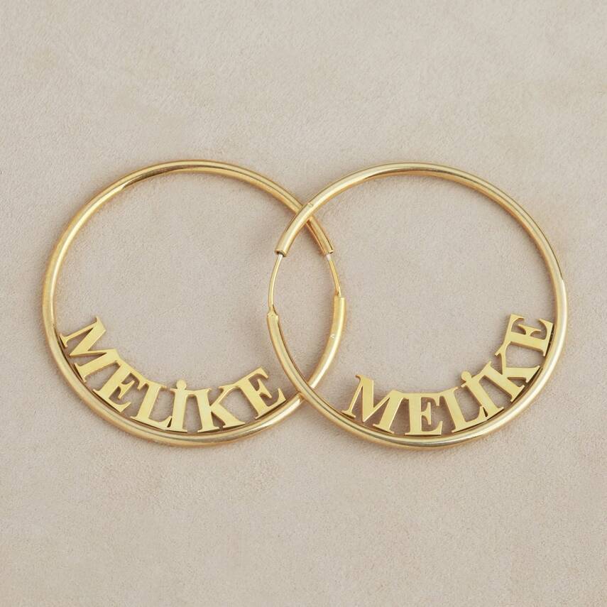 Vaoov 925 Ayar Gümüş Kişiye Özel İsimli Halka Küpe - 2