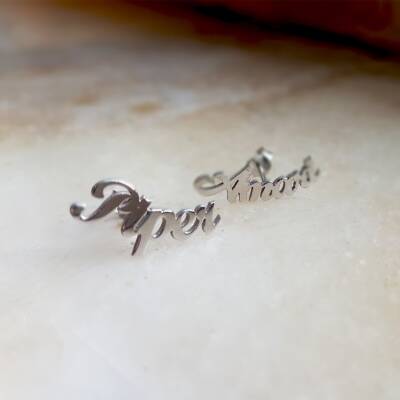 Vaoov 925 Ayar Gümüş Kişiye Özel Kadın Hediye İsimli Küpe - 3