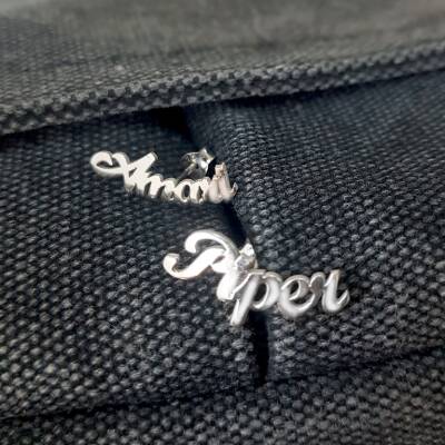 Vaoov 925 Ayar Gümüş Kişiye Özel Kadın Hediye İsimli Küpe - 4