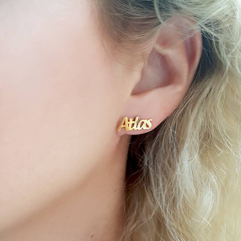 Vaoov 925 Ayar Gümüş Kişiye Özel Kadın Hediye İsimli Küpe - 6