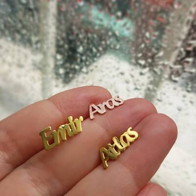 Vaoov 925 Ayar Gümüş Kişiye Özel Kadın Hediye İsimli Küpe - 7