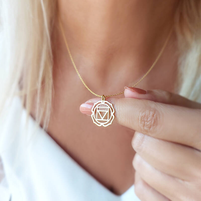 Vaoov 925 Ayar Gümüş Kök Çakra Kolye - 5