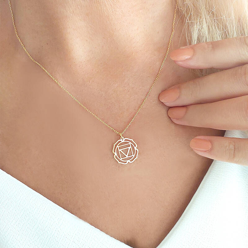 Vaoov 925 Ayar Gümüş Kök Çakra Kolye - 6