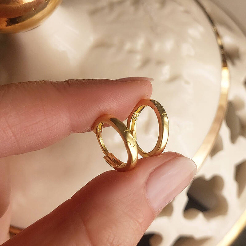 Vaoov 925 Ayar Gümüş Küçük Halka Küpe - 1