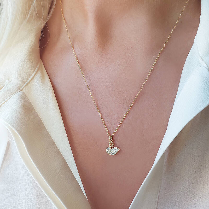 Vaoov 925 Ayar Gümüş Kuğu Kolye - 1