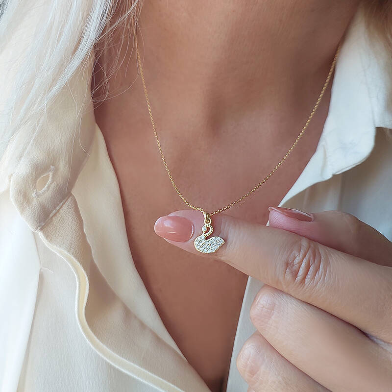 Vaoov 925 Ayar Gümüş Kuğu Kolye - 3